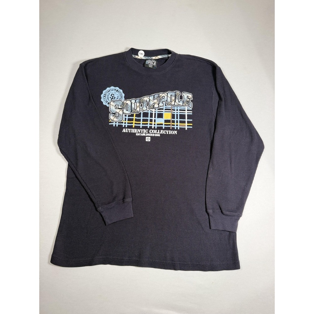 Southpole Shirt Mens 2XL Black Thermal Long Sleeve Graphic Tee Streetwear